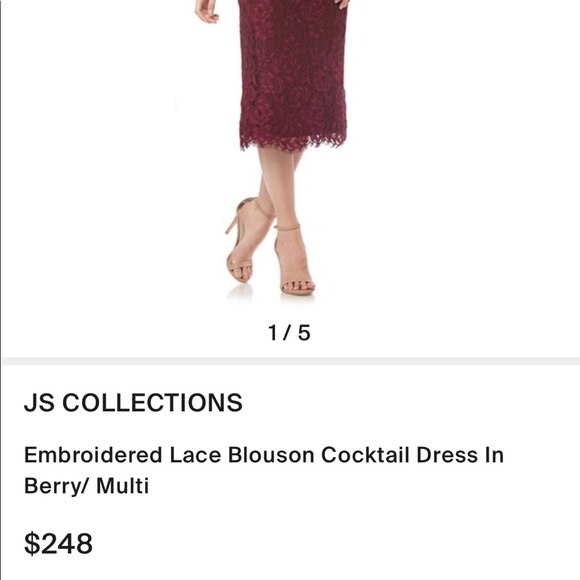 Beautiful!! JS collection Embroidered Lace Blouson Cocktail Dress - Berry - Picture 8 of 10